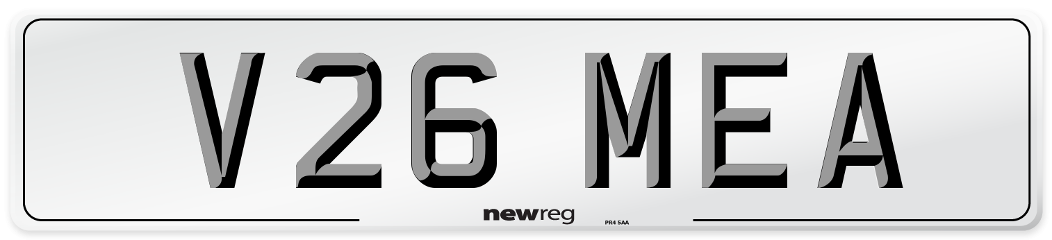 V26 MEA Number Plate from New Reg